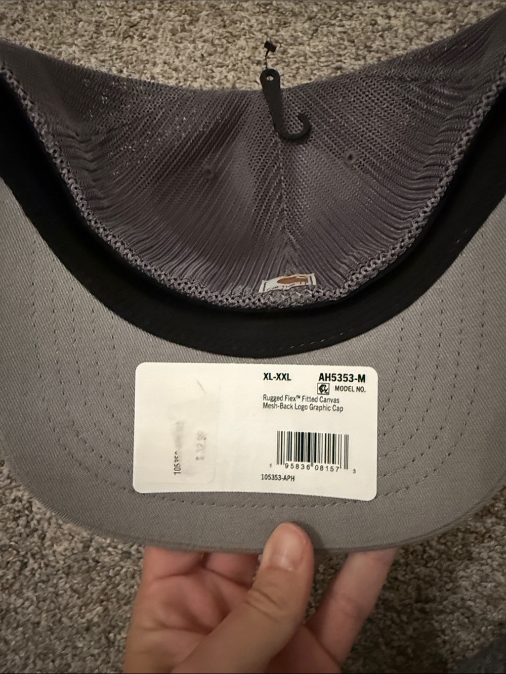 Carhartt Rugged Flex Fitted Canvas Mesh-Back Graphic Cap Asphalt XL/XXL 105353 - Picture 2 of 5